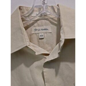 Vintage John W. Nordstrom Men's Beige Long Sleeve Button-Up Shirt Size 16-33